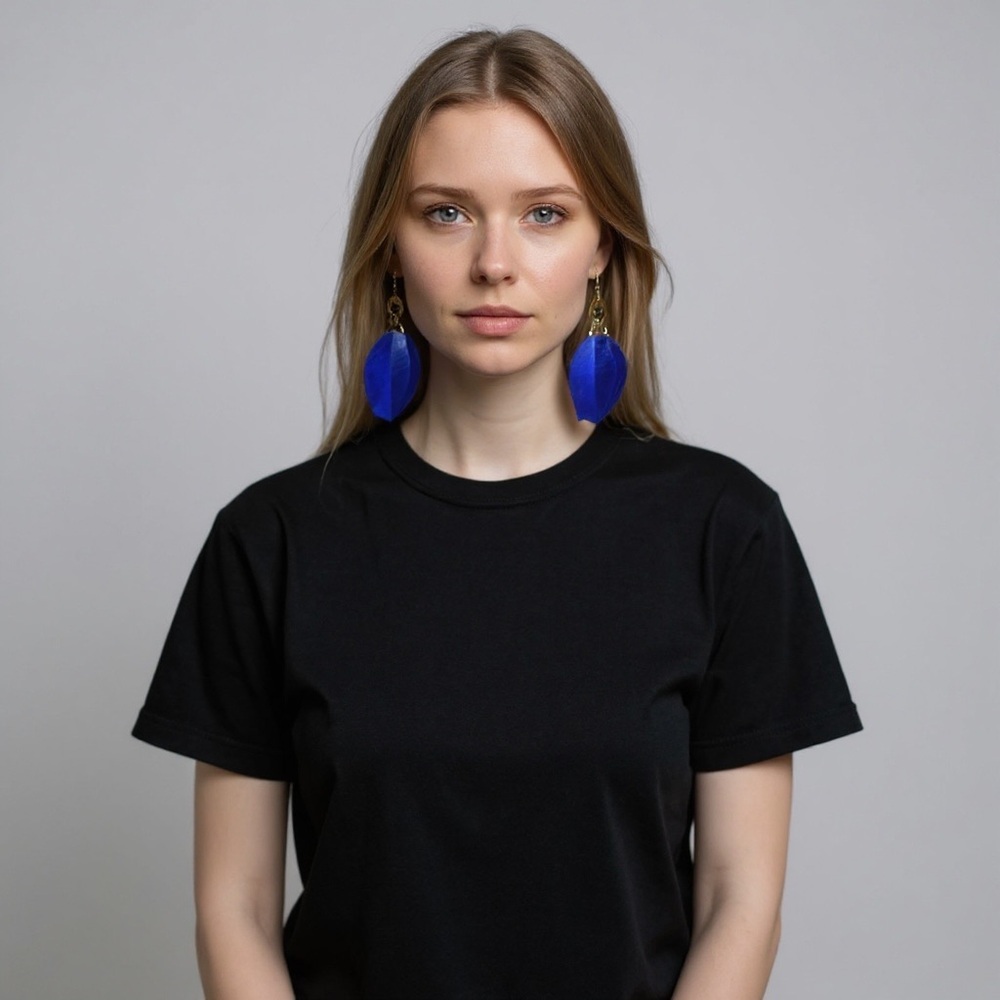 Fashion Jewelry Royal Blue Feather Earrings